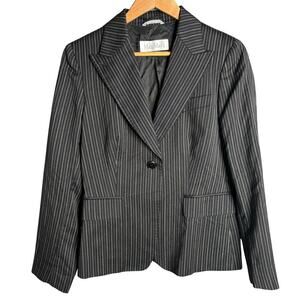 Max Mara Striped Wool Blend Blazer Black Size 10